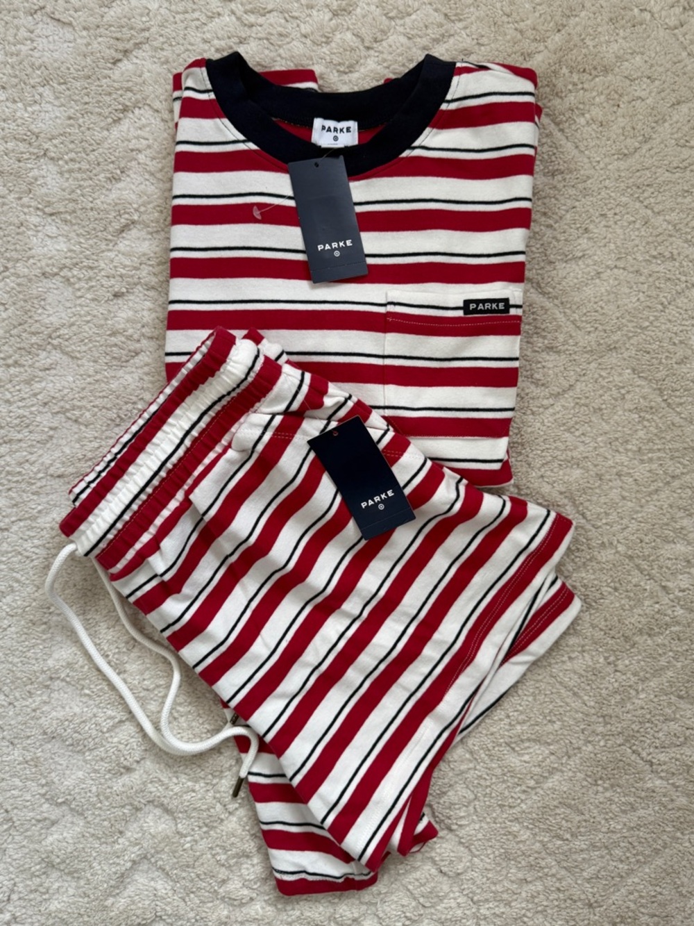 Parke Target Striped Shorts and TShirt Set Red White BUNDLE, Medium, NWT